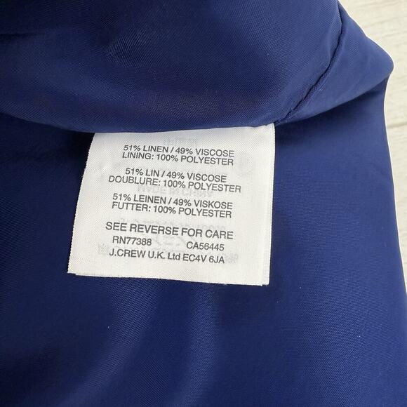 J.Crew Blue Linen Blend Sheath Dress Size 2 Sleeveless Lined Herringbone Office - Picture 11 of 15